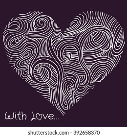 Vector heart with abstract swirl. Design element. With love.