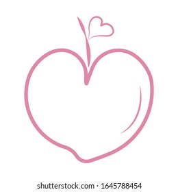 Vector heart Apple of outline hand drawn heart icon. Illustration for your graphic design.