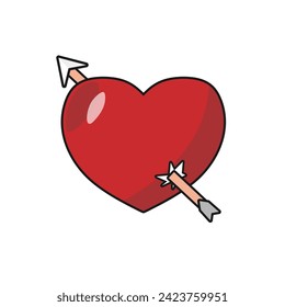 vector heart arrow bow, valentines day. falling in love icon