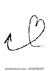 Vector heart with an arrow icon. romantic decoration illustration in doodle style and sketch in the technique, dotwork, tattoo, sticker for design and decoration, black dots on a white background