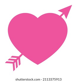 Vector Heart With Arrow on White Background