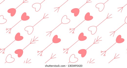 vector heart arrows, seamless valentine pattern