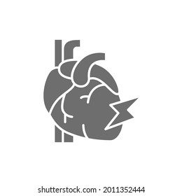 Herzinfarkt, Myokardinfarkt, graues Symbol.