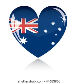 Vector heart with Australia flag texture isolated on a white background.