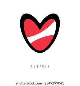 The vector heart with Austria flag, isolated