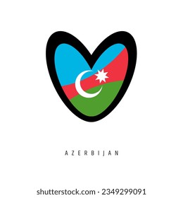 The vector heart with Azerbijan flag, isolated