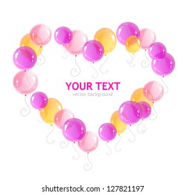 Vector heart ballons and text