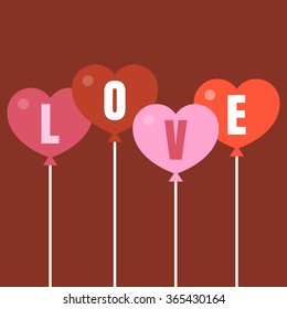 Vector heart balloon with letters L,O,V,E 