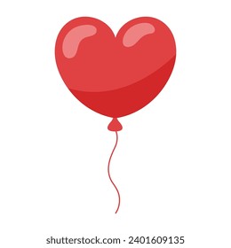 Globo de corazón vectorial sobre fondo blanco.