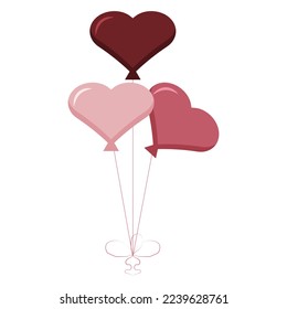 Vector heart balloons. Festive decoration element for Valentine's Day or Wedding. Eps 10.