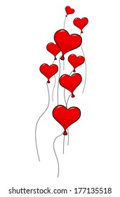 Vector de globos del corazón aislados en un fondo blanco