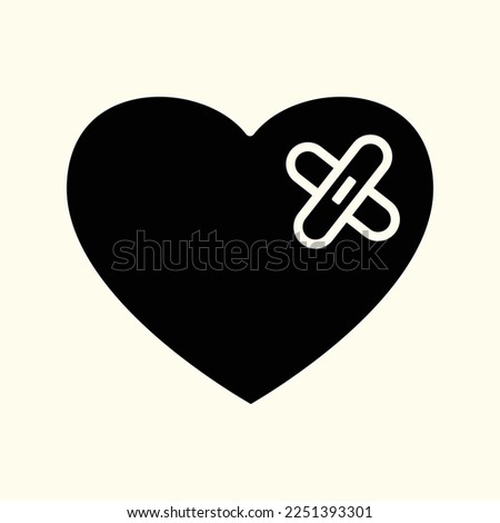 Vector Heart bandage, broken heart fill icon for valentines day