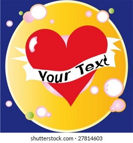 Vector with a heart and a banner for your own text.