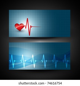 vector heart beat banner