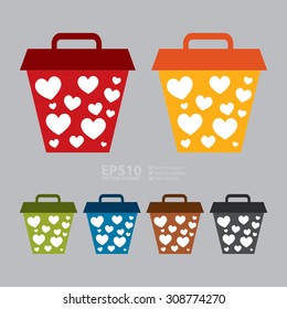 Vector : Heart Bin Infographics Flat Icon, Sign