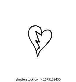 Vector heart in black line art. Social media illustration on white isolated background hand drawn. Design for web, baners, stickers, wrapping paper, wallpaper, packaging and postcards.