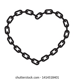 Vector heart from black line chain. Isolated on white background