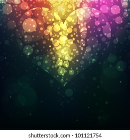 Vector heart of blurry lights