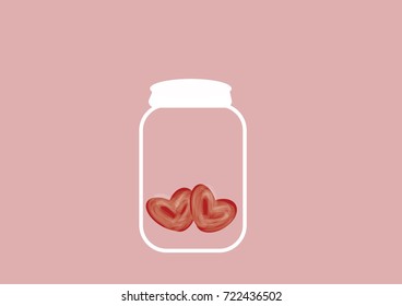 Vector heart bottle vector background for card. 