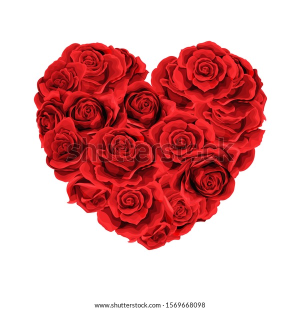 Vector Heart Bouquet Red Roses Flowers Stock Vector (Royalty Free ...