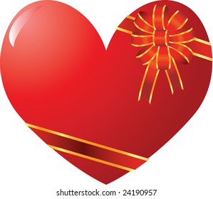 Vector heart with bow