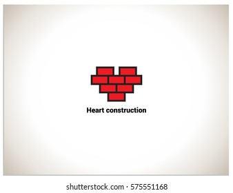 Vector heart of brick. Heart is formed from very neatly stacked bricks.