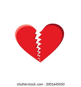 vector heart broken, cracked, crushed