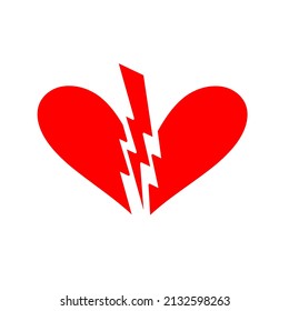 Vector heart broken electric discharge. Vector sign