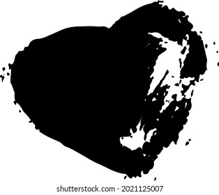 Vector Heart Brush Hand Drawn Element in Black Color Love Sign Sketch Style Abstract Decor Icon Isolated on white Background