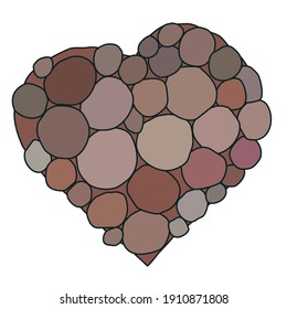 vector heart with bubbles pink and brown hand drawn