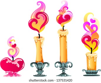 vector heart candles