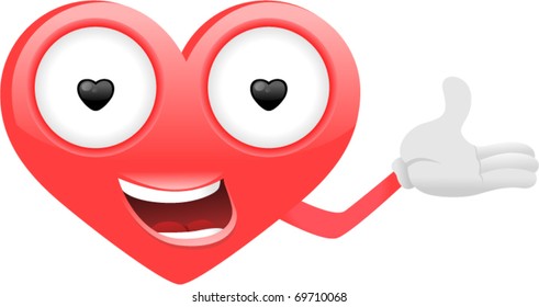 vector heart cartoon character 2 - showing