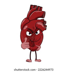 Vector of heart cartoon character with face expression.