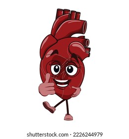 Vector of heart cartoon character with face expression.