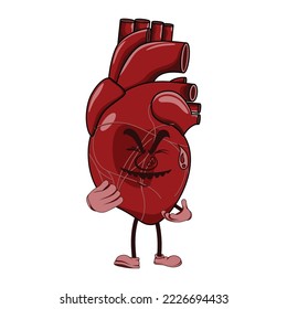 Vector of heart cartoon character with face expression.