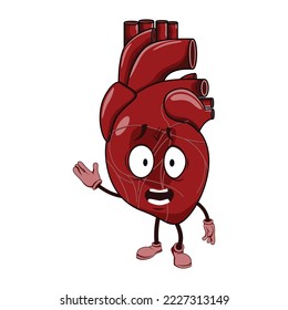 Vector of heart cartoon character with face expression.