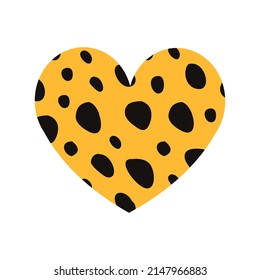 Vector heart with cheetah fur prints isolated on white background