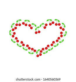 Vector heart with cherry of drawn heart icon. Illustration for your graphic design.