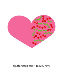 Vector heart with cherry of drawn heart icon. Illustration for your graphic design.