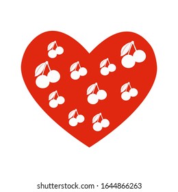 Vector heart with cherry of drawn heart icon. Illustration for your graphic design.