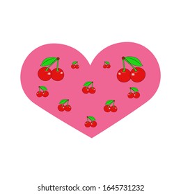 Vector heart with cherry of drawn heart icon. Illustration for your graphic design.