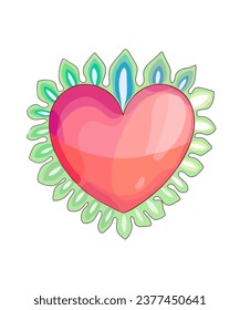 Vector Heart clipart on a white background. Vintage Old School style. Purple shades, pastel colors. Postcard, logo, tattoo.