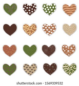 Vector Heart Collection. Set of Heart Icons in pink and black. Vector Illustration