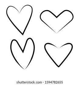 Vector heart collection. Set of outline hand drawn heart icon. Illustration for your graphic design.