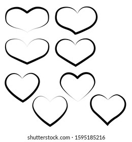 Vector heart collection. Set of outline hand drawn heart icon. Illustration for your graphic design.