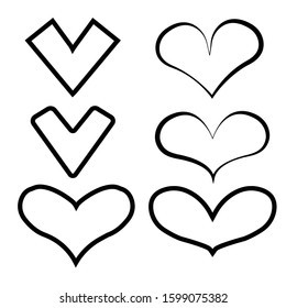 Vector heart collection. Set of outline hand drawn heart icon. Illustration for your graphic design.