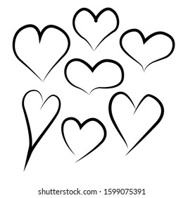 Set Flourish Calligraphy Vintage Hearts Illustration Stock Vector ...