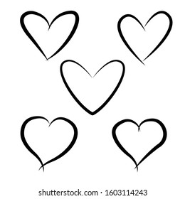 Vector heart collection. Set of outline hand drawn heart icon. Illustration for your graphic design.