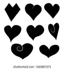 Vector heart collection. Set of outline hand drawn heart icon. Illustration for your graphic design.