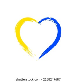 Vector heart in colors of ukrainian national flag. Support Ukraine sign. Stop war in Ukraine concept. Vector illustration.